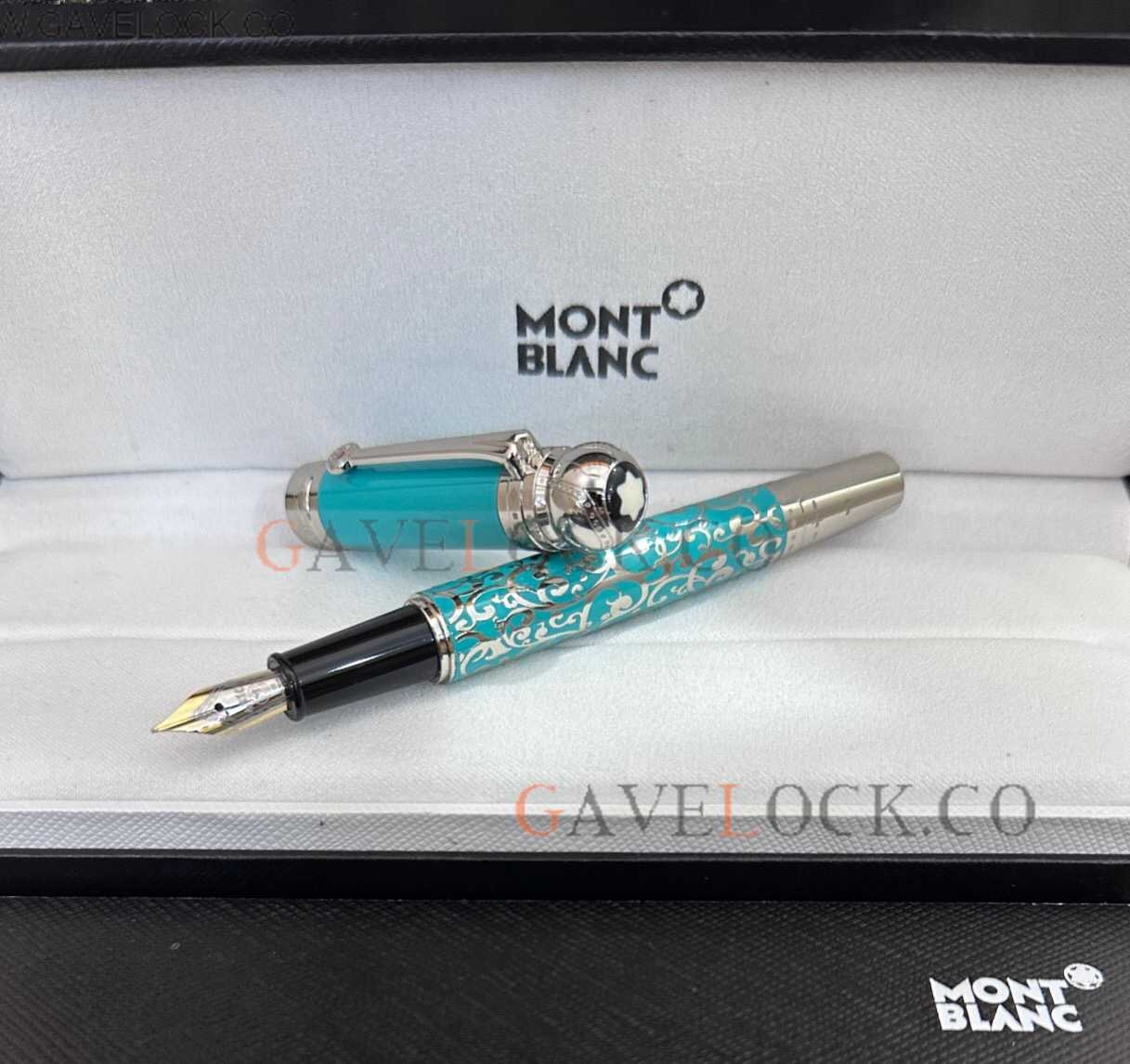 Replica Montblanc Joseph II. Limited Edition Silver and Blue Fountain Pen